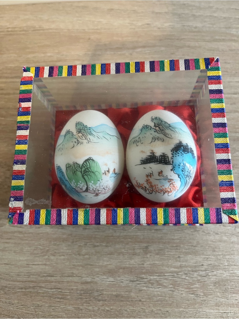 Decorative Hand-Painted Chinese Egg Set Landscape scenes